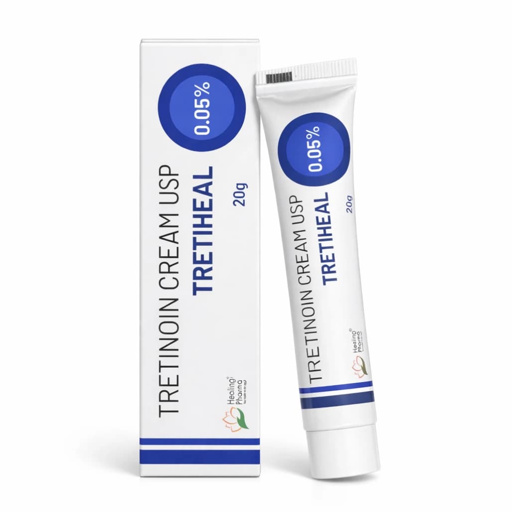 Tretinoin Cream 0.05%, Tretiheal 20g & Tretin 30g for Acne & Wrinkles